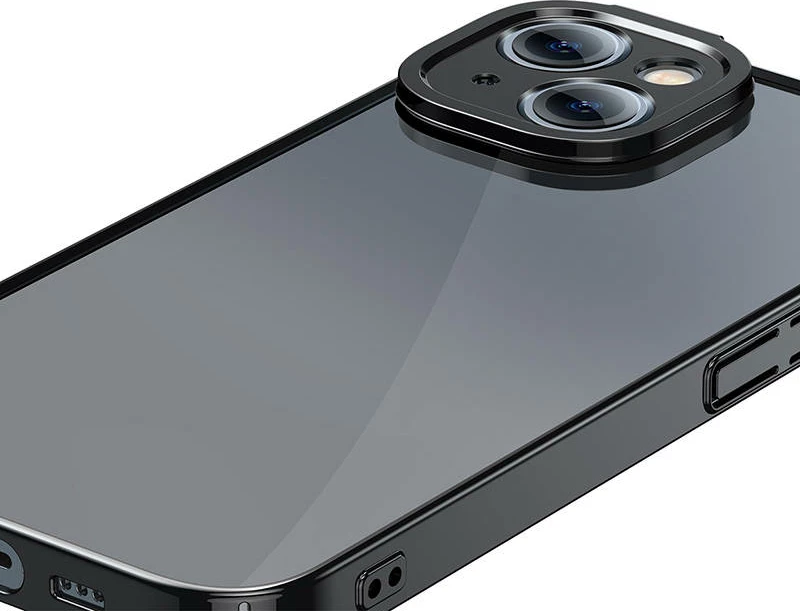 Mbështjellës Baseus Glitter me xham të temperuar për iPhone 14 Plus, i zi, set