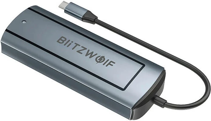 Adapter HUB 6-në-1 BlitzWolf BW-Neo TH13, USB 3.0, USB-C PD 100W, SSD Slot, Argjend