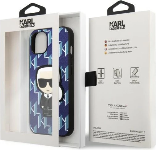 Mbështjellës Karl Lagerfeld Monogram Ikonik Patch për iPhone 13 mini, 5.4", kaltër