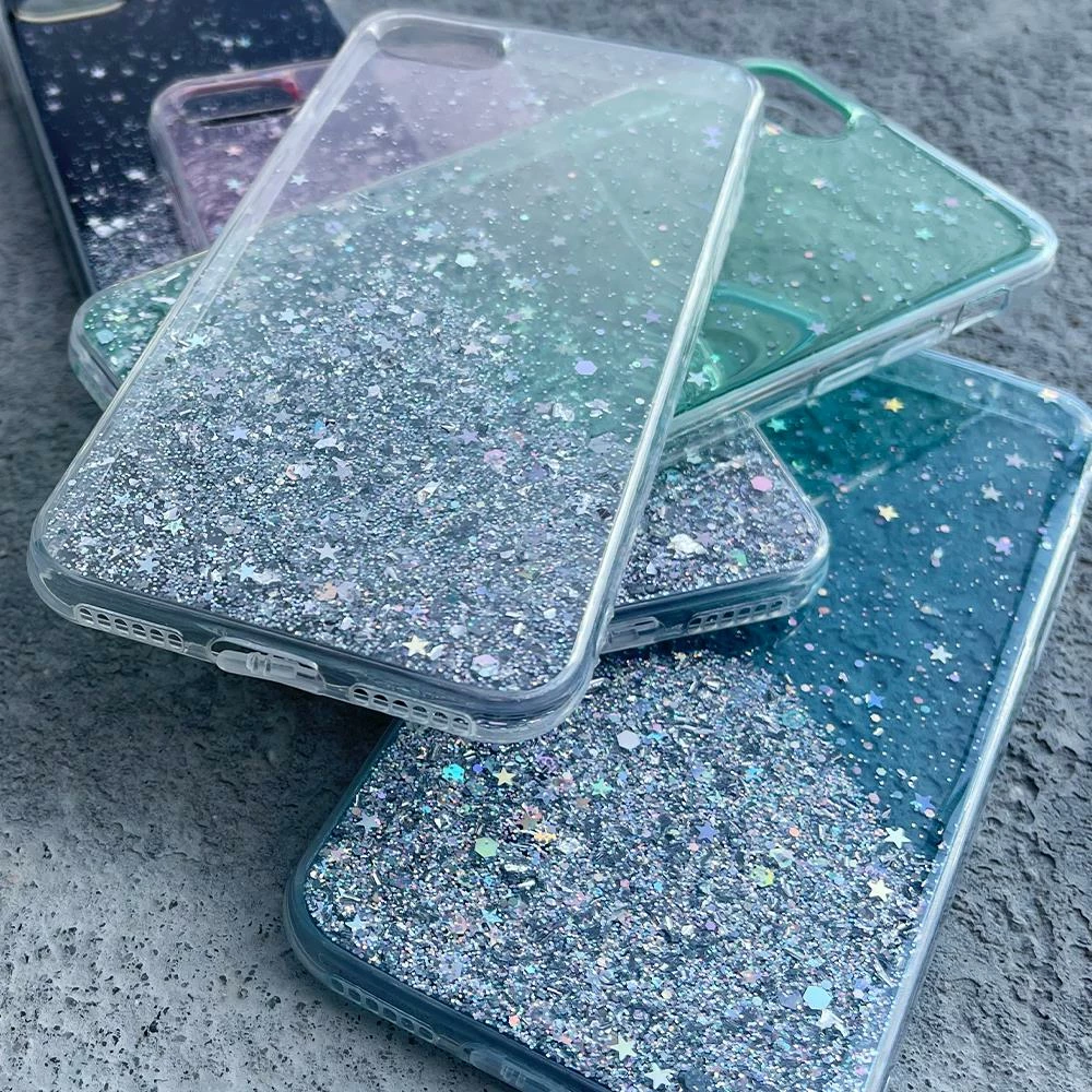 Mbështjellës Wozinsky Glitter për Samsung Galaxy A31, transparent, argjendtë