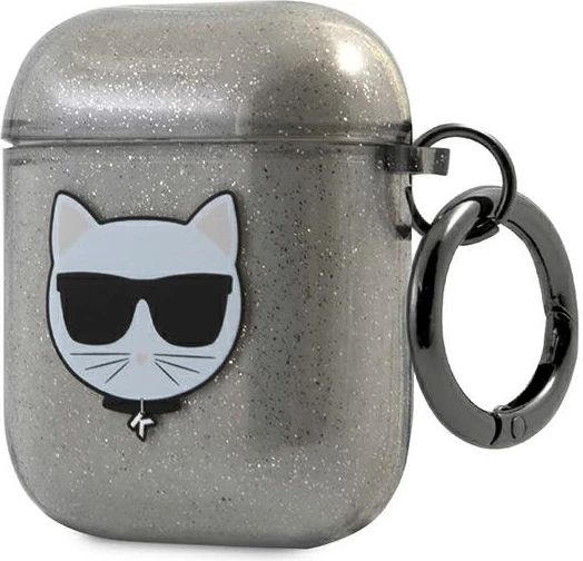 Mbështjellës Karl Lagerfeld KLA2UCHGK për AirPods 1/2, Choupette, i zi me shkëlqim