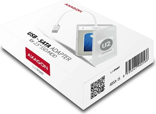 Kasë e jashtme AXAGON ADSA-1S për SSD/HDD 2.5", USB 2.0, e bardhë