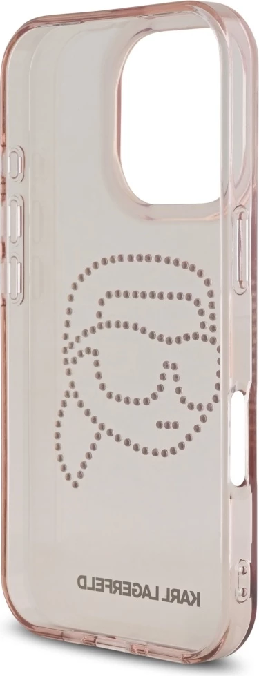 Mbështjellës Karl Lagerfeld IML Rhinestones Karl Head për iPhone 16 Pro, Rozë