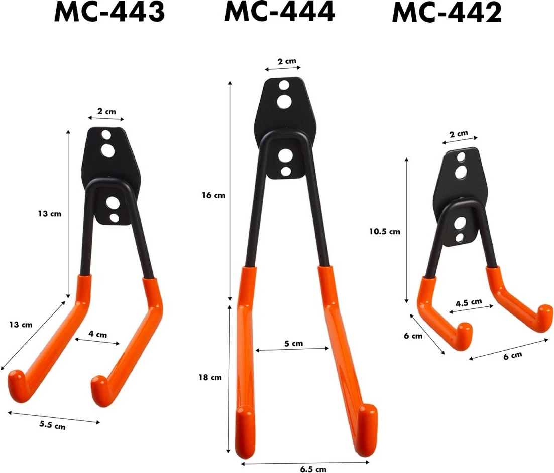 Mbajtëse muri për garazh Maclean MC-443, çelik, 50 kg, zezë/portokalli