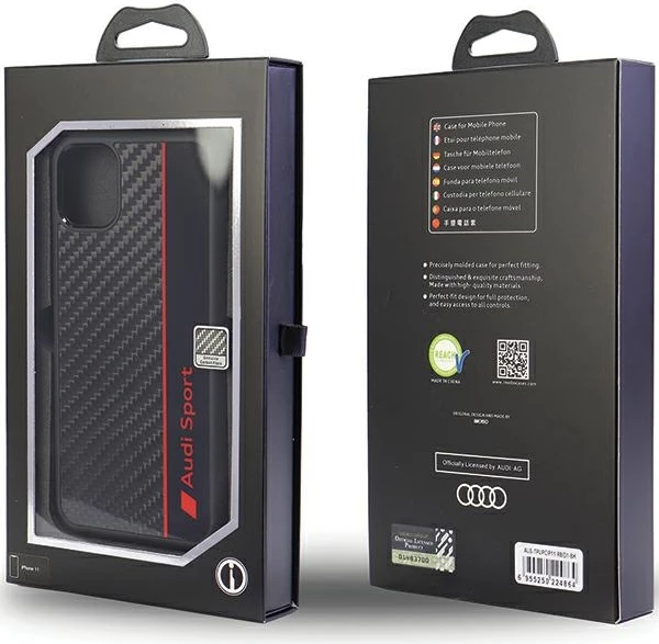 Mbështjellës Audi Carbon Fiber Stripe për iPhone 11/XR 6.1", TPU, i zi