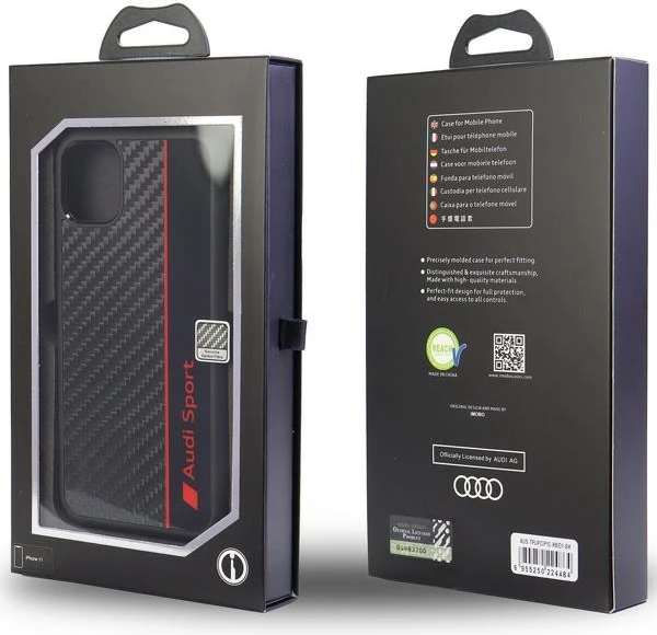 Mbështjellës Audi Carbon Fiber Stripe për iPhone 12/12 Pro 6.1", TPU, i zi