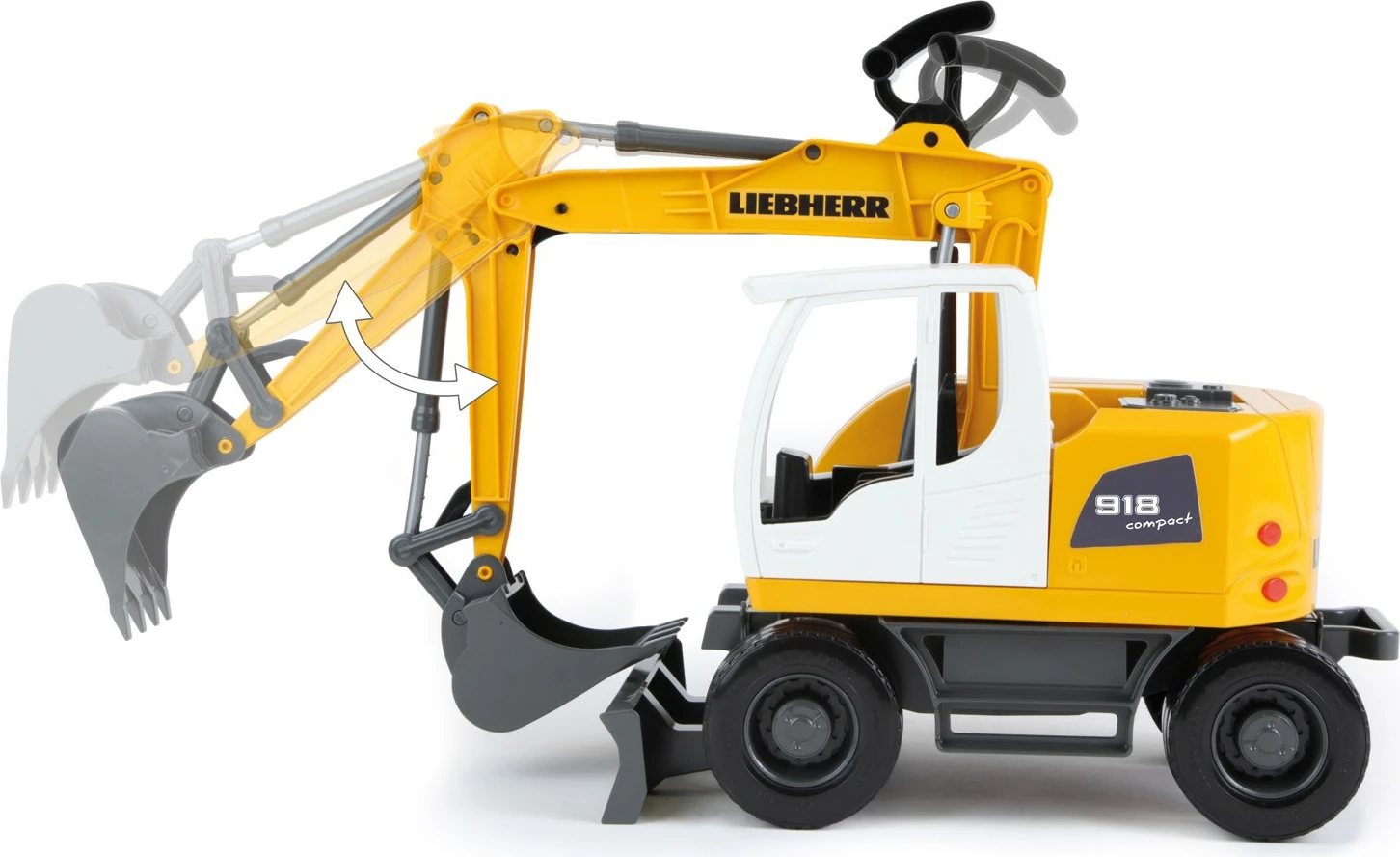 Eskavator lodër Lena Liebherr A 918 Litronic, plastikë, 48 cm, verdhë