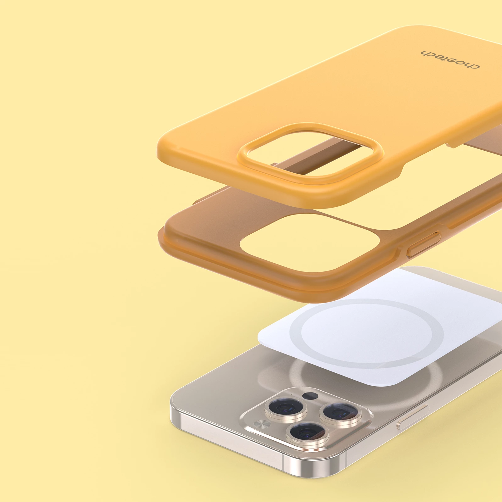 Mbështjellës Choetech PC0113-MFM-YE për iPhone 13 Pro, Made For MagSafe, portokalli