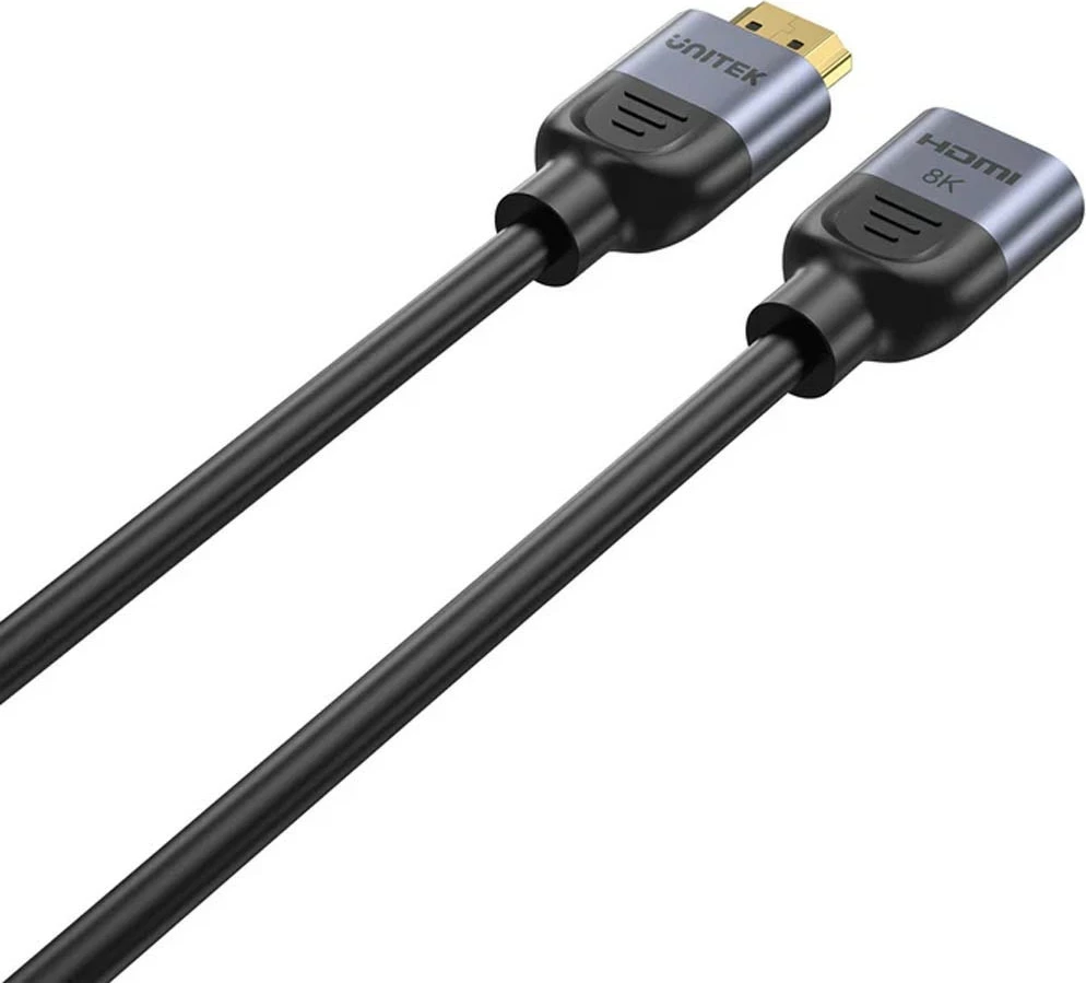 Zgjatës HDMI Unitek 2.1, 8K 0.5m, ngjyrë argjend-zi