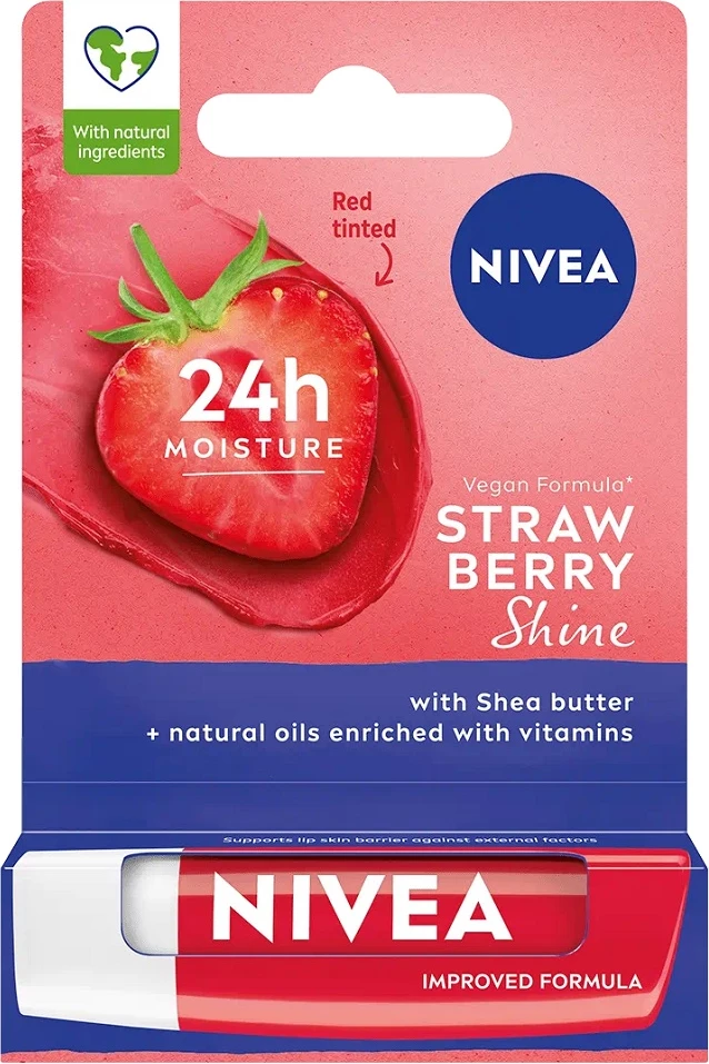 Balsam për buzë Nivea Strawberry Shine për femra, 4.8g