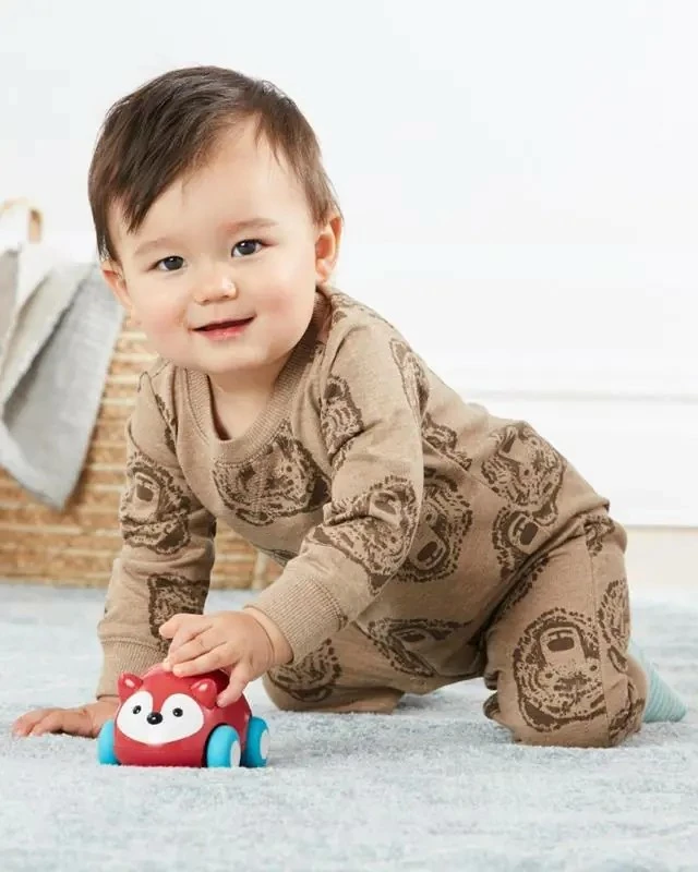 Lodër makinë Skip Hop Pull&Go Fox, plastikë, për fëmijë, Azure, e kuqe, e bardhë