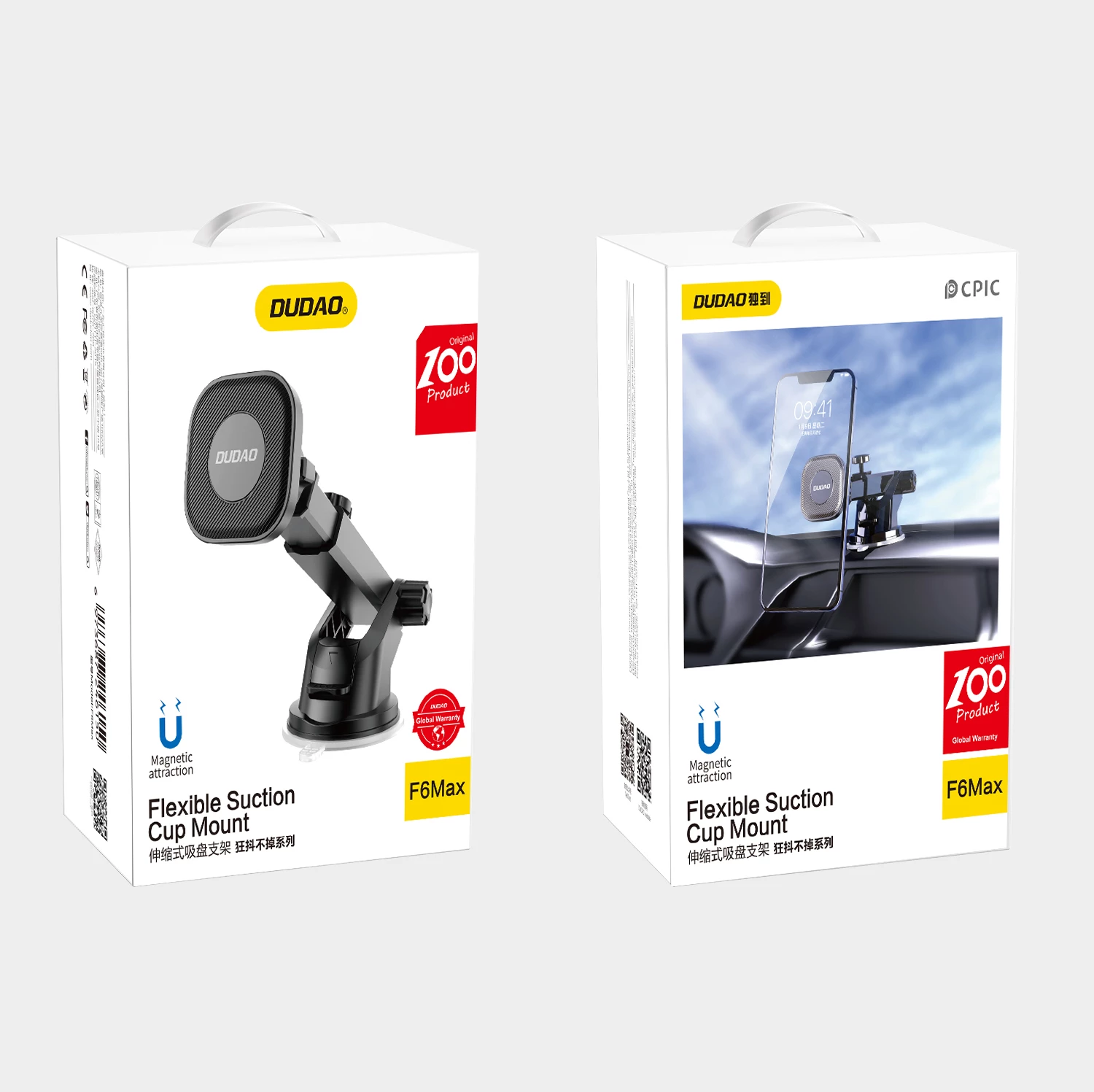 Mbajtës magnetik për celular Dudao F6Max me krah teleskopik, i zi