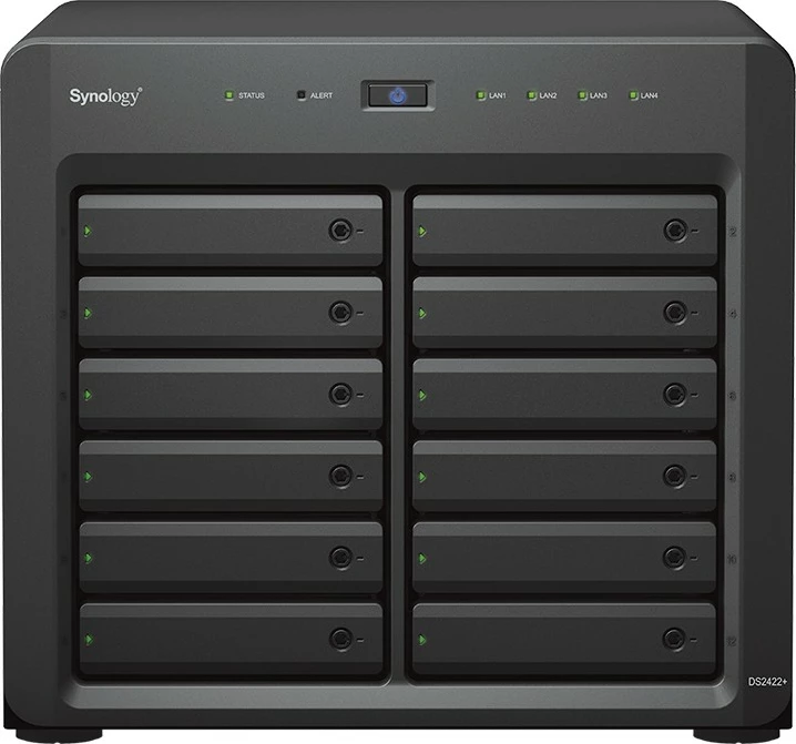Kasë NAS Synology DS2422+, 12 vende për disqe, 4GB RAM, AMD Ryzen V1500B, E zezë