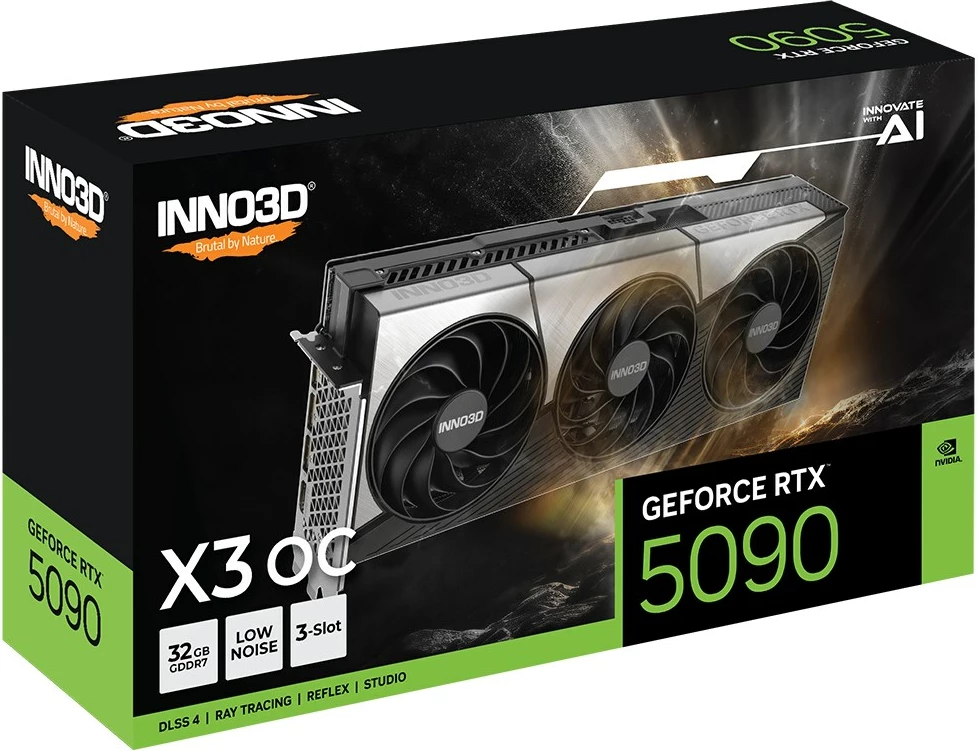 Kartelë grafike INNO3D GeForce RTX 5090 X3 OC, 32 GB GDDR7, E zezë
