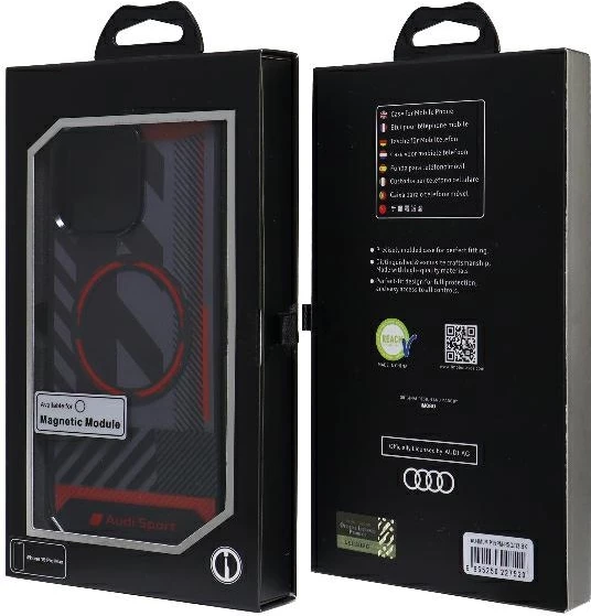 Mbështjellës Audi IML Sport MagSafe për iPhone 15 Pro Max 6.7", zi/zi