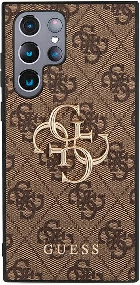 Mbështjellës Guess GUHCS22L4GMGBR për Samsung Galaxy S22 Ultra, hardcase, lëkurë sintetike, kafe