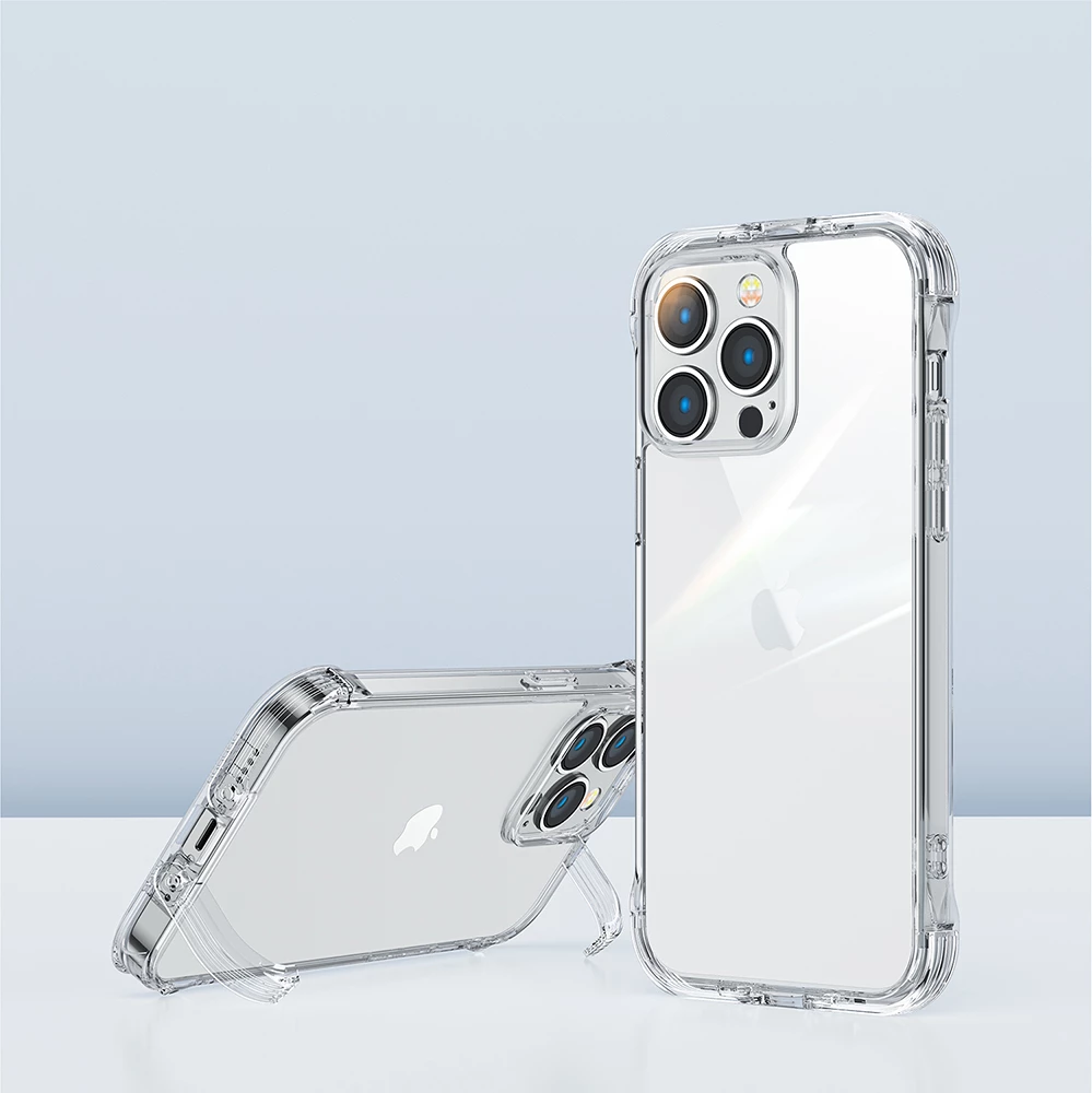 Mbështjellës Joyroom Defender Series për iPhone 14 Pro, me kllapa dhe stand, Transparent (JR-14H2)