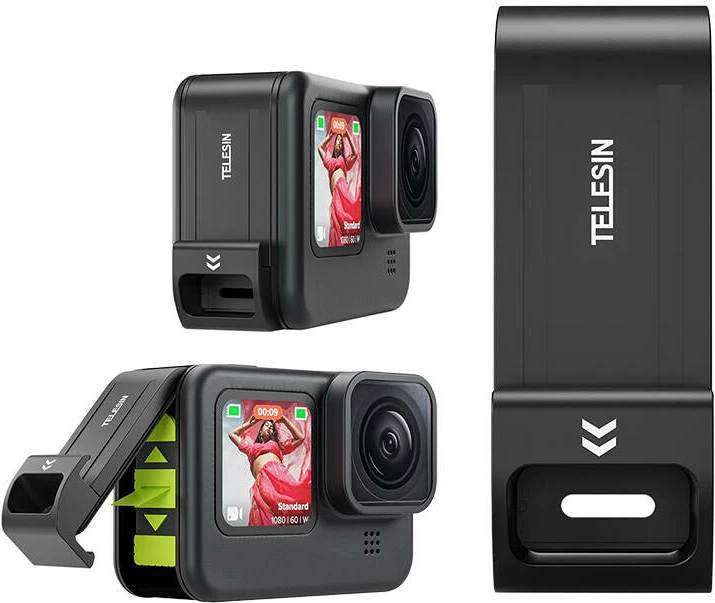 kapak baterie TELESIN GP-CLC-G11 për GoPro HERO 12/11/10/9, vulë e papërshkueshme nga uji, hapje për karikim