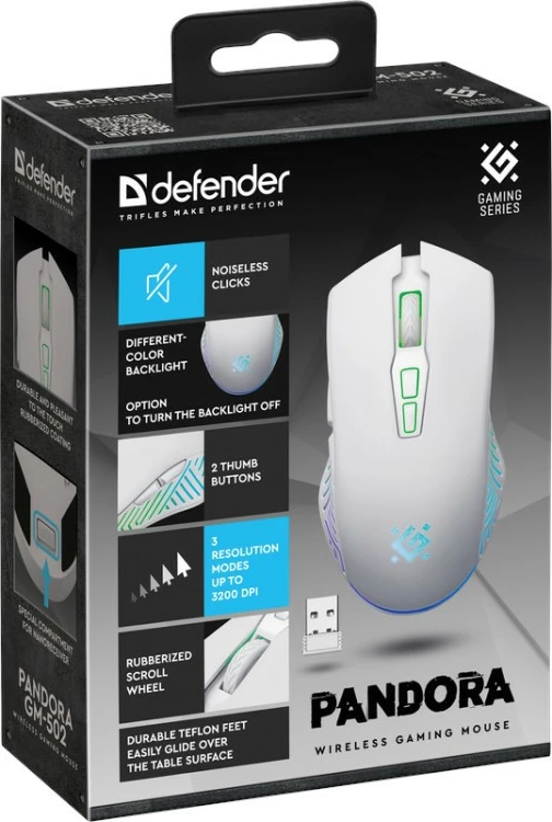Maus wireless Defender PANDORA RF, 3200 DPI, 7 butona, i bardhë
