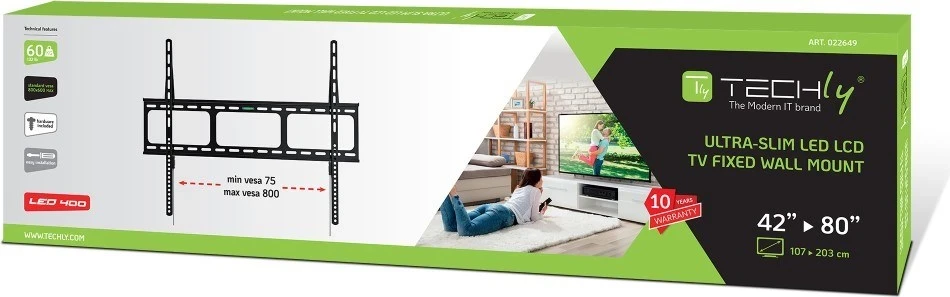 Mbajtëse për televizor LED/LCD Techly, 42-80'', e zezë 