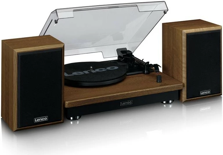 Gramafon Lenco LS-100WD me Bluetooth, 2 altoparlantë, dru