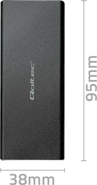 Kasë Qoltec 51854 për SSD M.2 SATA/NGFF, USB 3.0, Alumini, E zezë