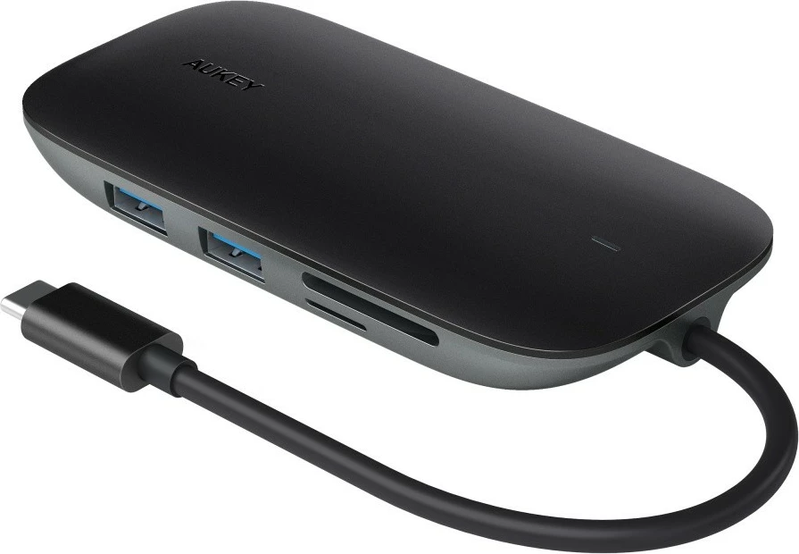 USB-C HUB AUKEY CB-C71 8-në-1, HDMI 4K, 3x USB 3.1, RJ45, SD/microSD, Power Delivery 100W, Alumini, Zi