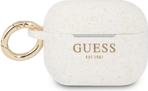 Mbështjellës Guess për AirPods Pro, silikon, i bardhë me shkëlqim