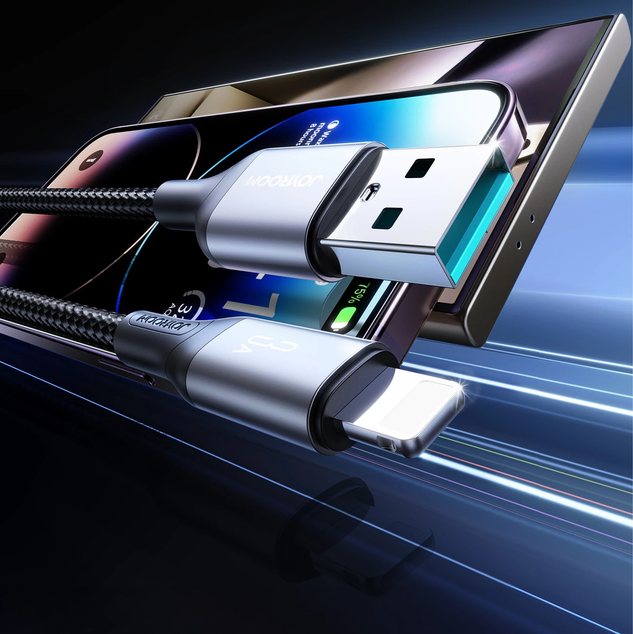 Kabllo Joyroom S-A28, USB-A në Lightning, 2m, 3A, e zezë