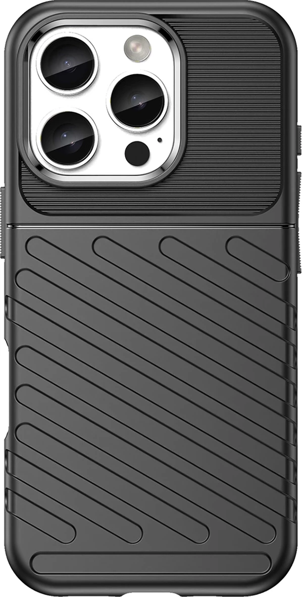 Mbështjellës Hurtel Thunder Case për iPhone 16 Pro, TPU, i zi