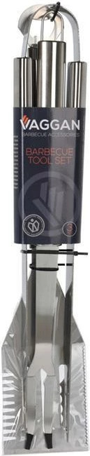 Set Barbecue 3-Pjesësh KOOPMAN, Pirun, Spatulë, Pinca, Inoks