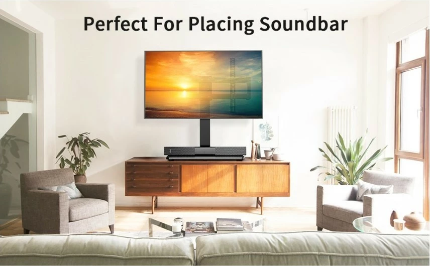 Qëndrim tavoline për TV/monitor Techly 364101, 32-55", rrotullues, ngjyrë e zezë