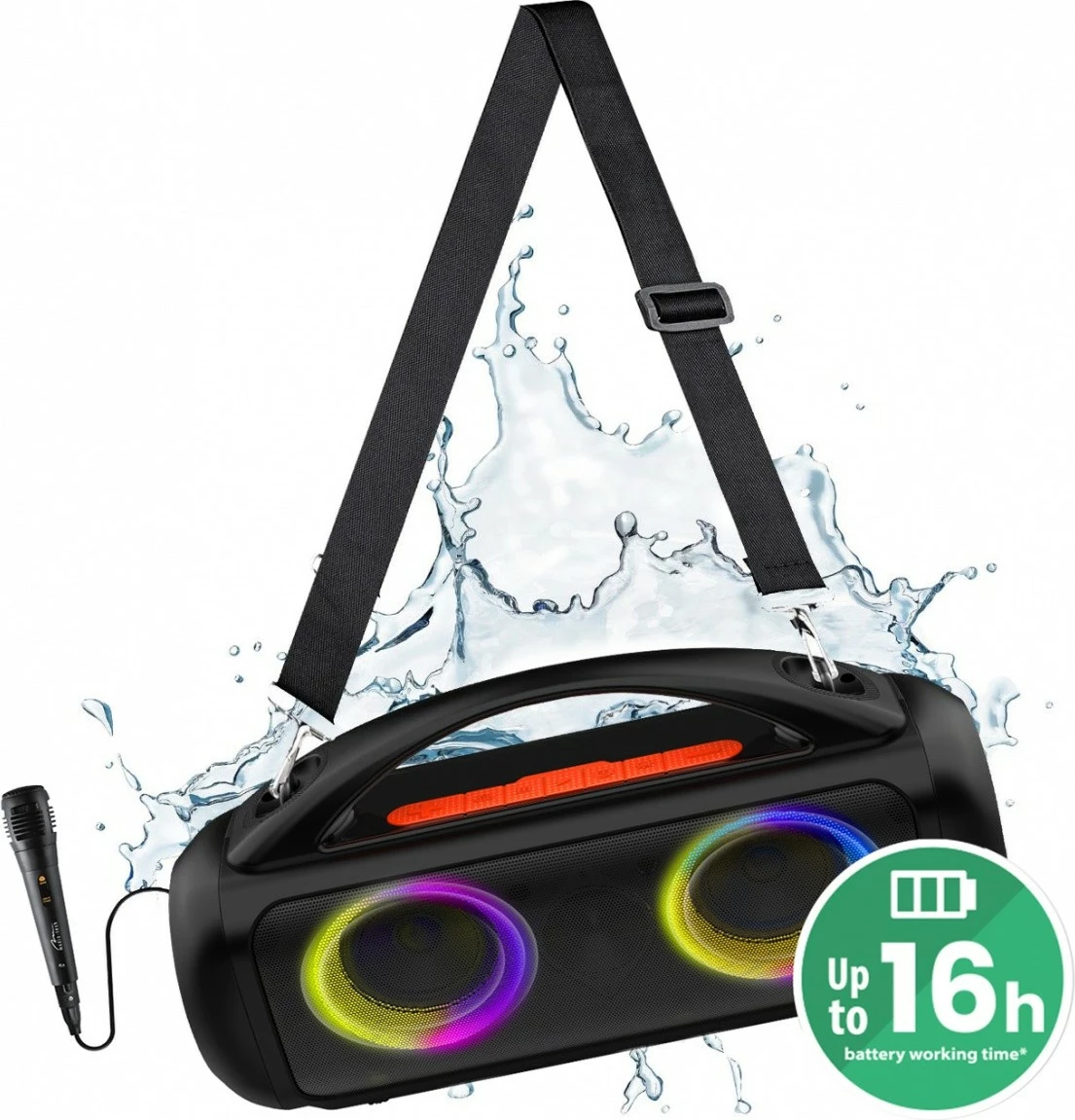 Altaparlant portativ Media-Tech POWER AUDIO PRO MT3184 me Bluetooth, Karaoke, 16h, i zi/portokalli