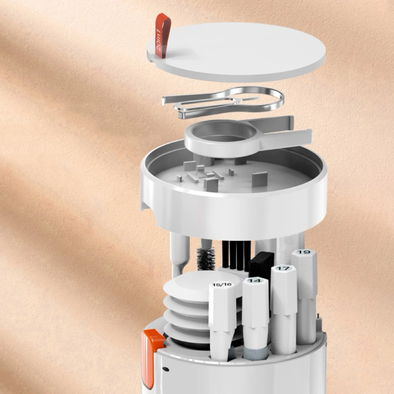 Set pastrimi multifunksional Hurtel Full-Pro clean pen 20 në 1, për kufje, tastierë dhe ekran, Bardhë