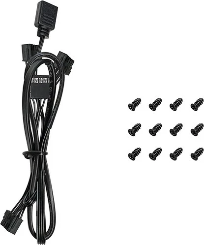 Set ventilatorë për kasë kompjuteri DeepCool FL12R-3 IN 1, 12 cm, 3 copë, zi