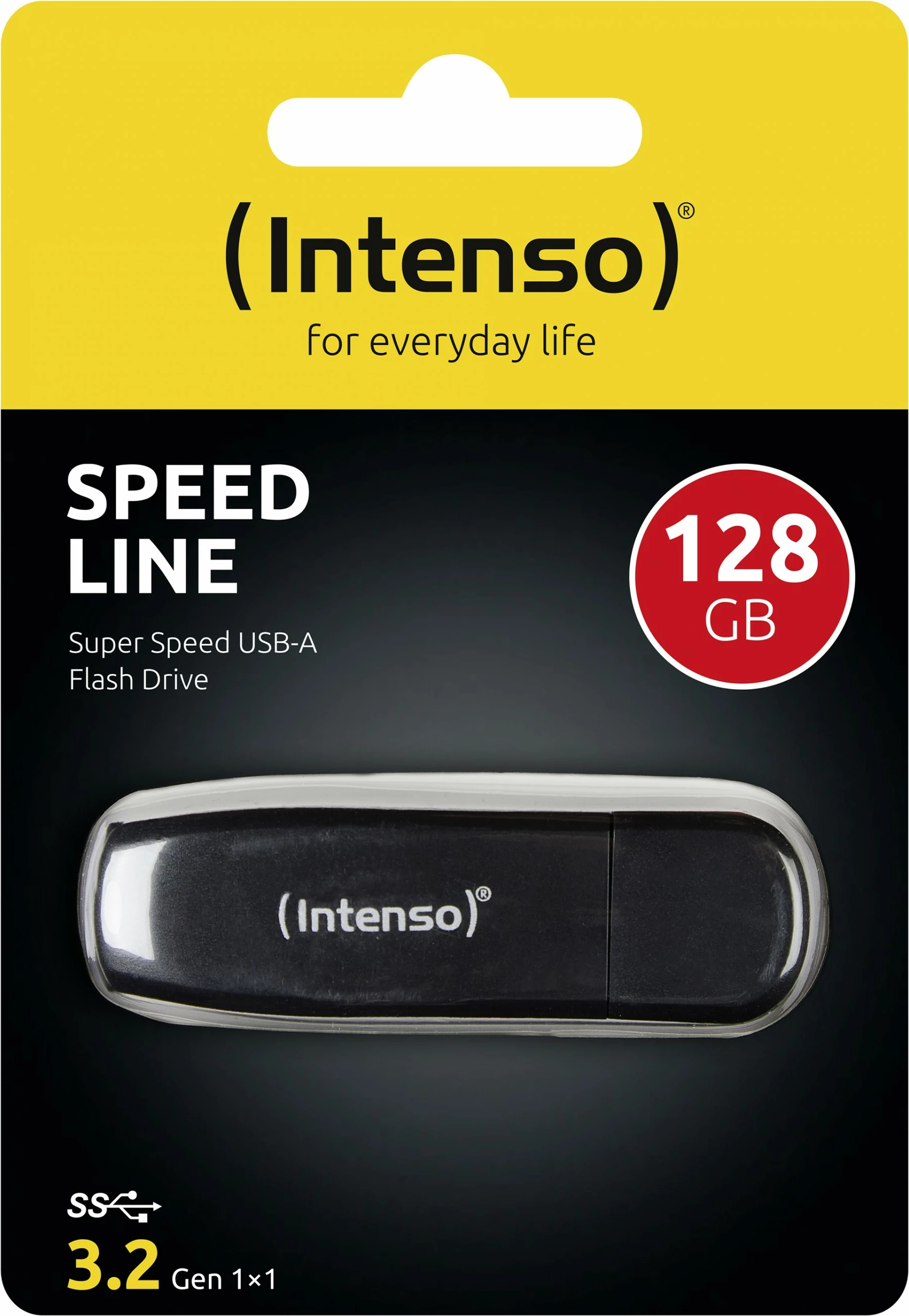 USB Intenso Speed Line 128 GB, USB Type-A, 3.2 Gen 1, e zezë