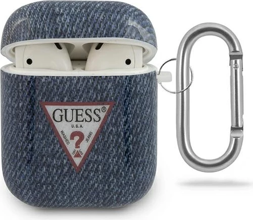 Mbështjellës Guess GUACA2TPUJULDB për AirPods 1/2, Jeans Collection, kaltër e errët