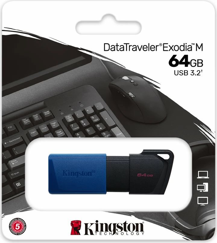 USB Kingston DataTraveler Exodia M 64GB, USB 3.2, zi/blu