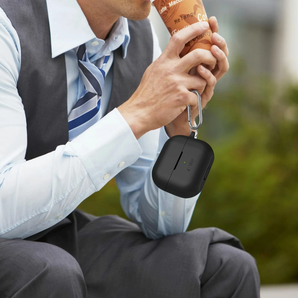 Mbështjellës Tech-Protect për Samsung Galaxy Buds 3 / 3 Pro, silikon, kafe, me karabiner