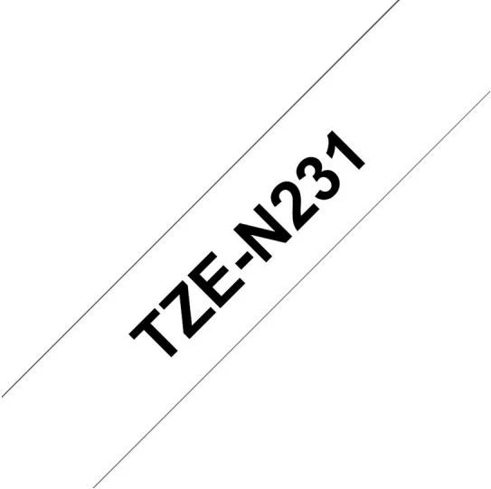 Kasetë shirit etiketimi, Brother, TZe-N231, 12 mm, jo i laminuar, e zezë në të bardhë