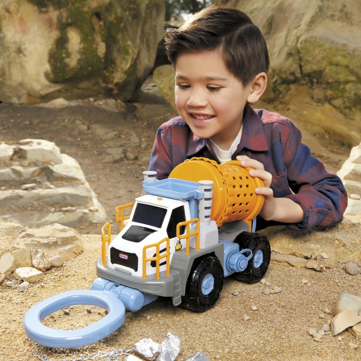 Set kamion minierash Little Tikes Mining Truck Big Adventures, plastikë, 27 cm, azure/gri/portokalli/e bardhë