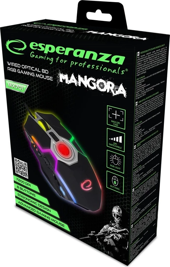 Maus për gaming Esperanza EGM701, 7200 DPI