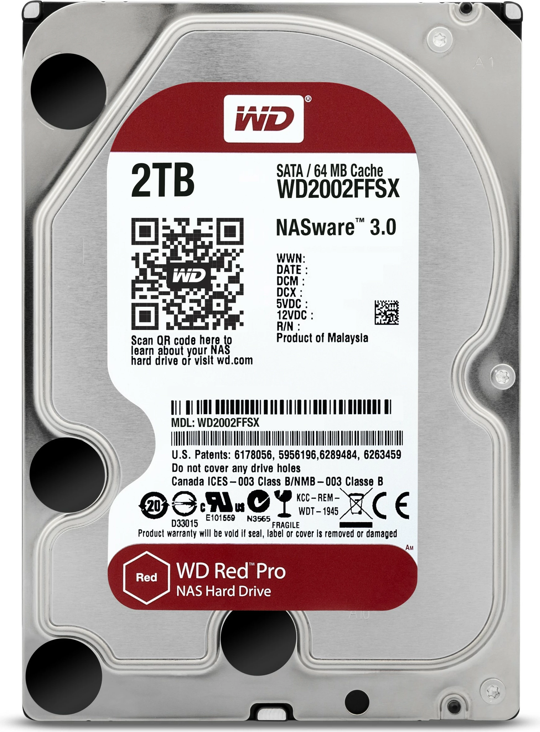 HDD Western Digital Red Pro, 2 TB, 7200 RPM, 64 MB, 3.5", Serial ATA III