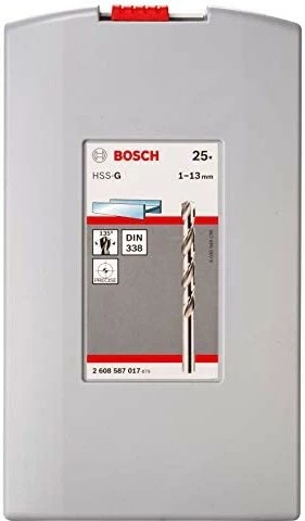 Set spiralesh metal Bosch HSS-G 25 copa 1.0-13.0mm me kuti