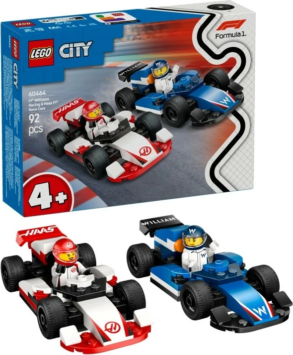 Set LEGO City F1 Williams Racing dhe Haas F1, 60464, 92 pjesë, për fëmijë, shumëngjyrësh