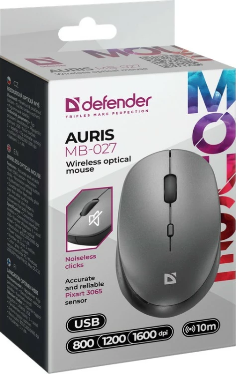 Maus pa tela Defender Auris MB-027, 800/1200/1600 DPI, Gri