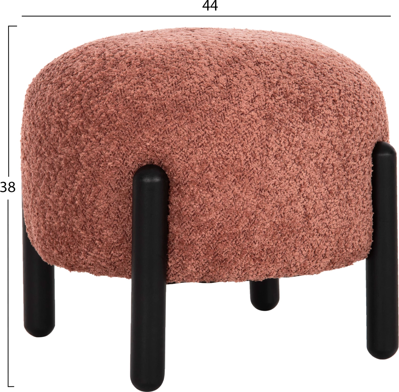 Stol i rrumbullakët EWAN FH9596.02 me pëlhurë boucle rozë dhe këmbë metalike të zeza Φ45x36Hcm