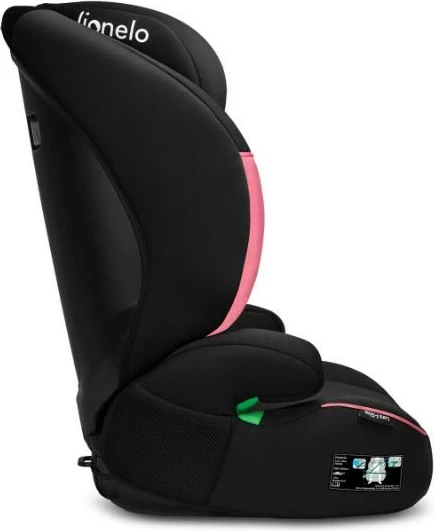 Ulëse makine Lionelo Lars i-Size për fëmijë, 100-150 cm, 15-36 kg, e zezë/rozë