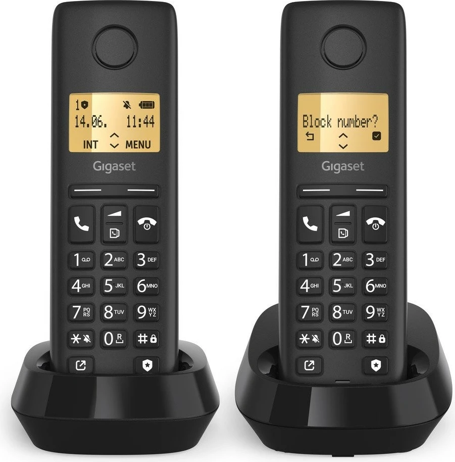 Telefon pa tela Gigaset Pure 100 Duo, i zi, set prej 2 copë