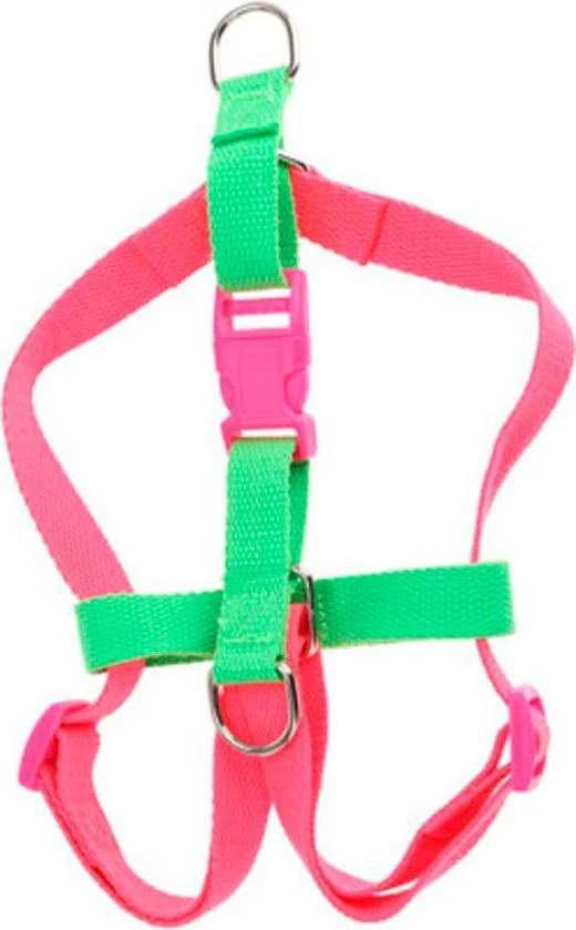 Harnesë qeni KOOPMAN, e vogël 36-42cm, fuchsia-jeshile